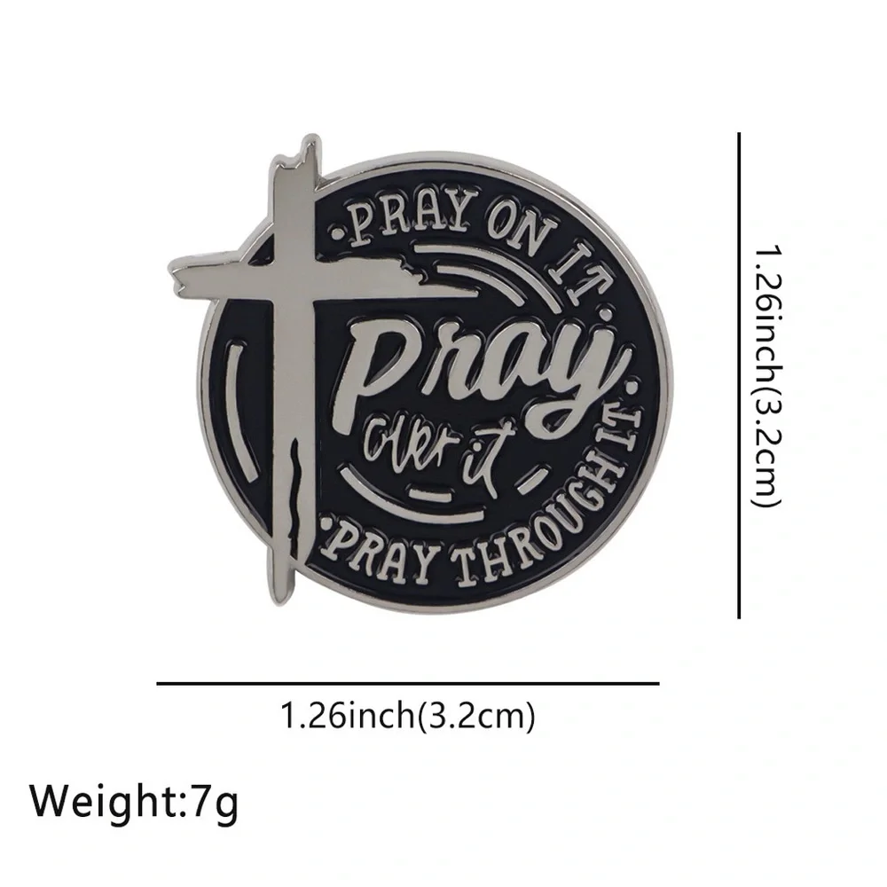 Pray On It Enamel Pin – Christian Faith Cross Pin | Pray Through It Lapel Pin